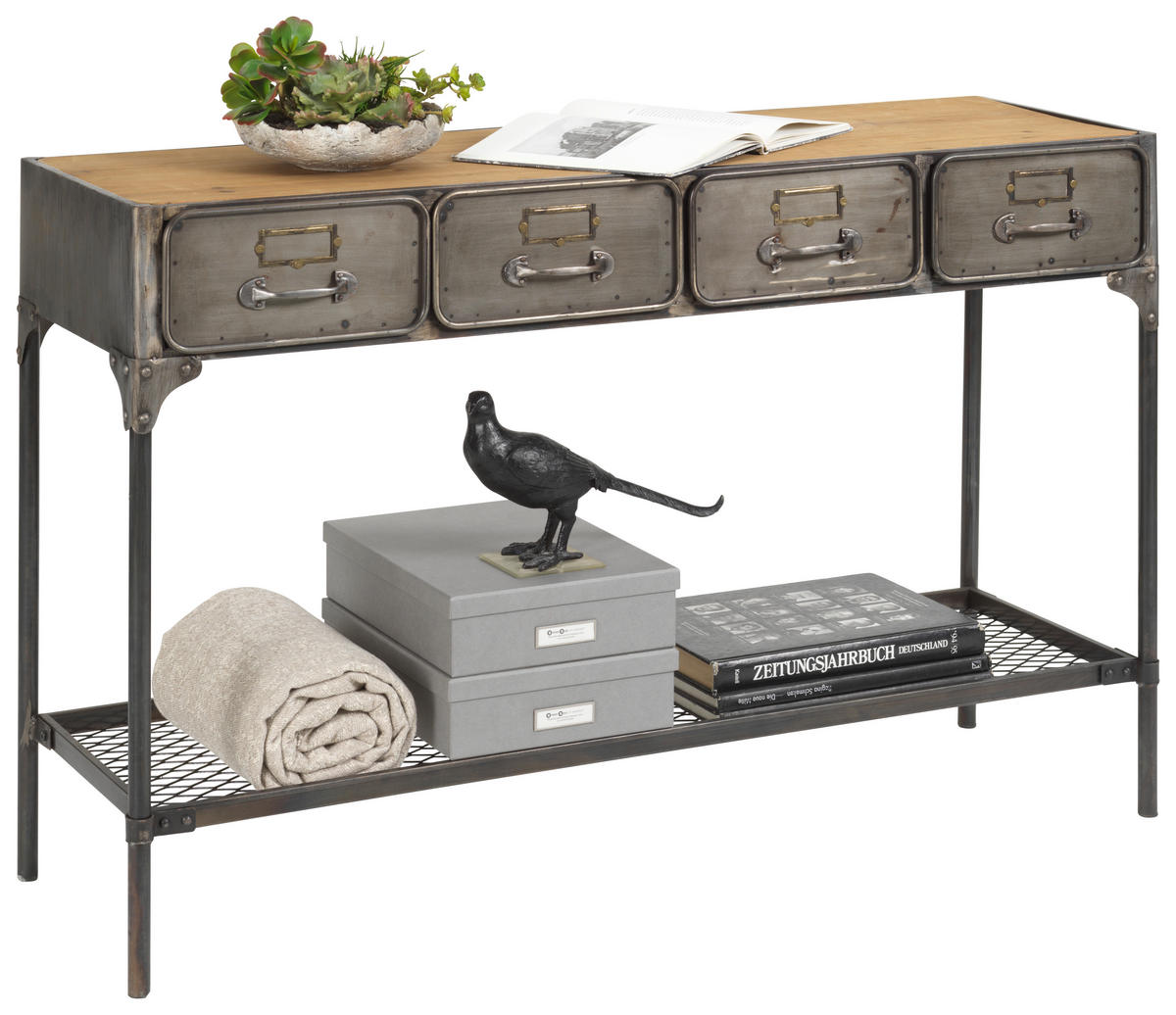 KONZOLA, večbarvno  - večbarvno, Trend, kovina/les (120/41/78,5cm) - Landscape