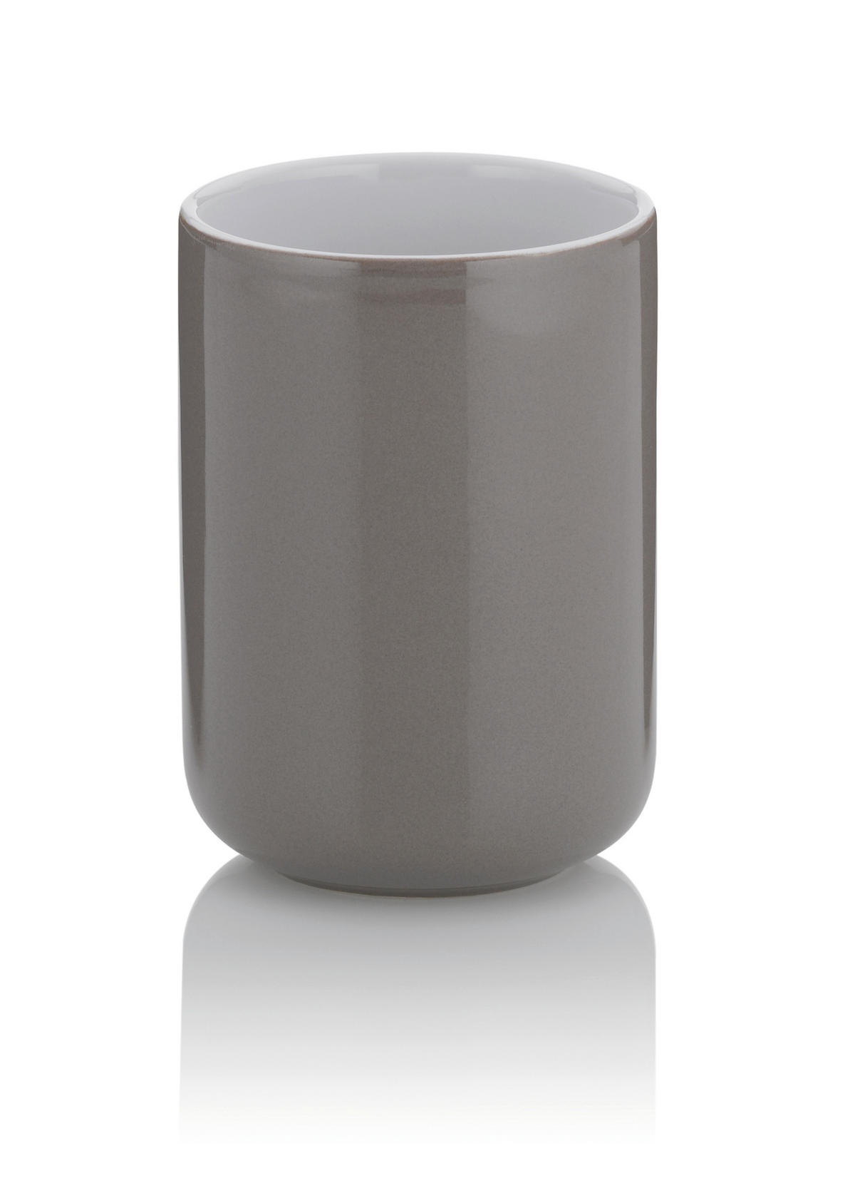 ZAHNPUTZBECHER Keramik  - Weiß/Grau, KONVENTIONELL, Keramik (7,5/10cm) - Kela