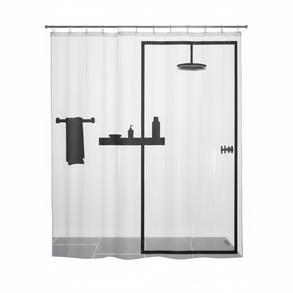 DUSCHVORHANG ILLUSION 180/200 cm  - Schwarz, Basics, Kunststoff (180/200cm) - Spirella