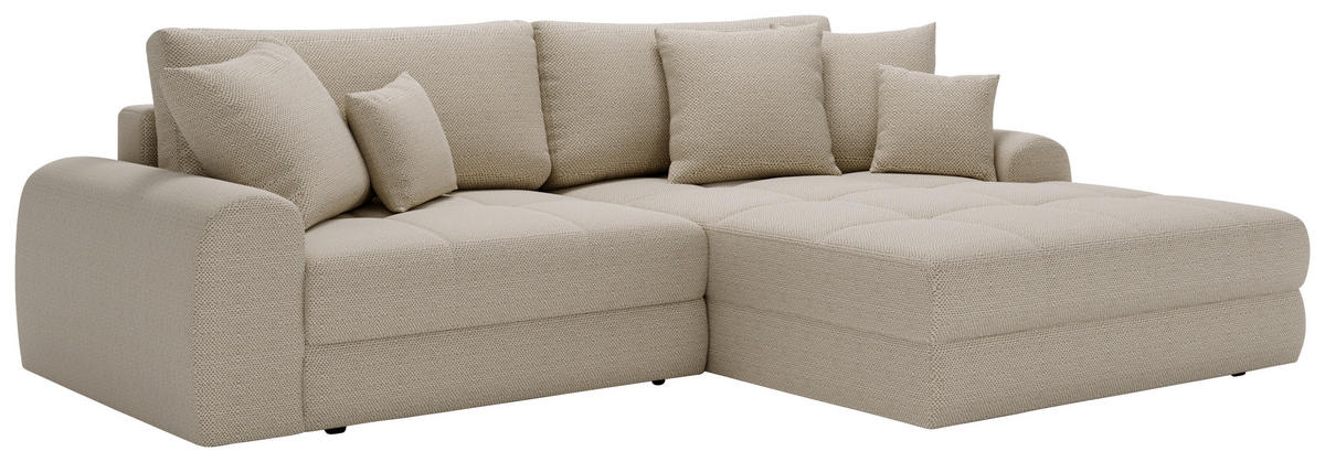 ECKSOFA LORSON Beige Struktur  - Beige/Schwarz, Design, Kunststoff/Textil (290/208cm) - Livetastic