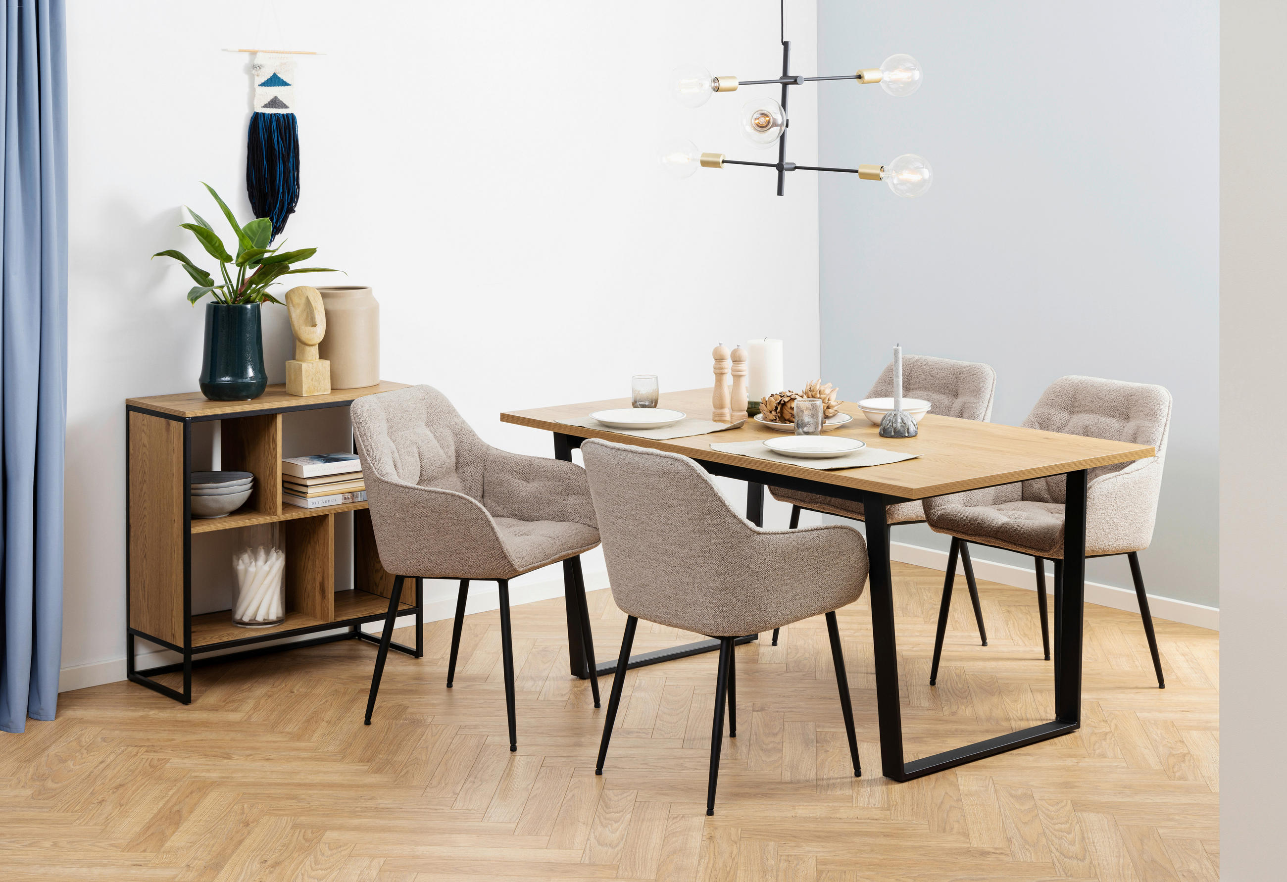 ŽIDLE S PODRUČKAMI, buklé, béžová - černá/béžová, Moderní, kov/textil (58/83/55cm) - MID.YOU