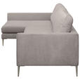 ECKSOFA Taupe Chenille  - Taupe/Silberfarben, KONVENTIONELL, Textil/Metall (143/284cm) - Carryhome