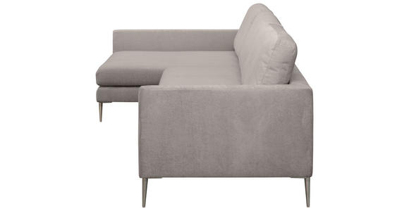 ECKSOFA Taupe Chenille  - Taupe/Silberfarben, KONVENTIONELL, Textil/Metall (143/284cm) - Carryhome