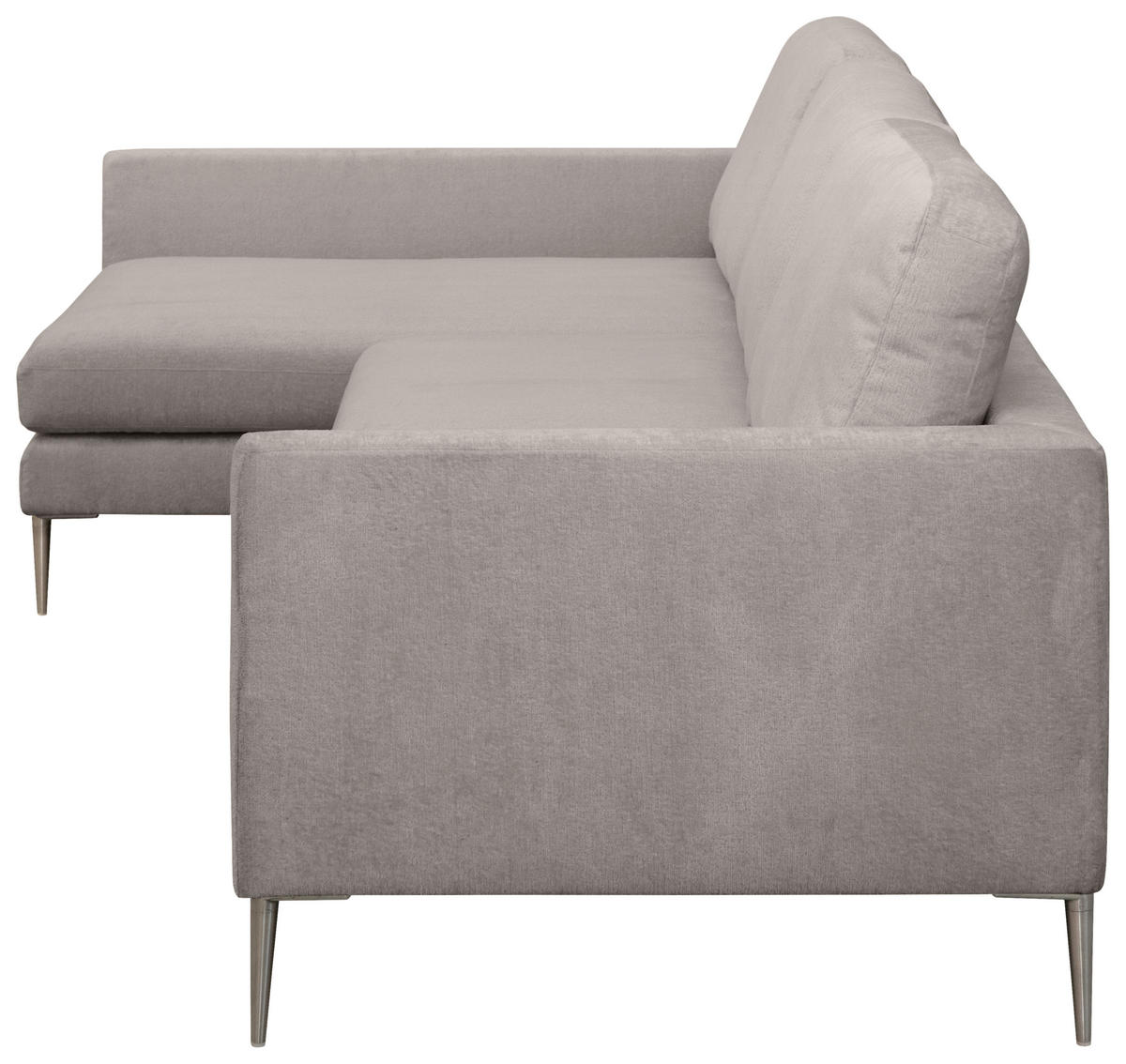 ECKSOFA Taupe Chenille  - Taupe/Silberfarben, KONVENTIONELL, Textil/Metall (143/284cm) - Carryhome