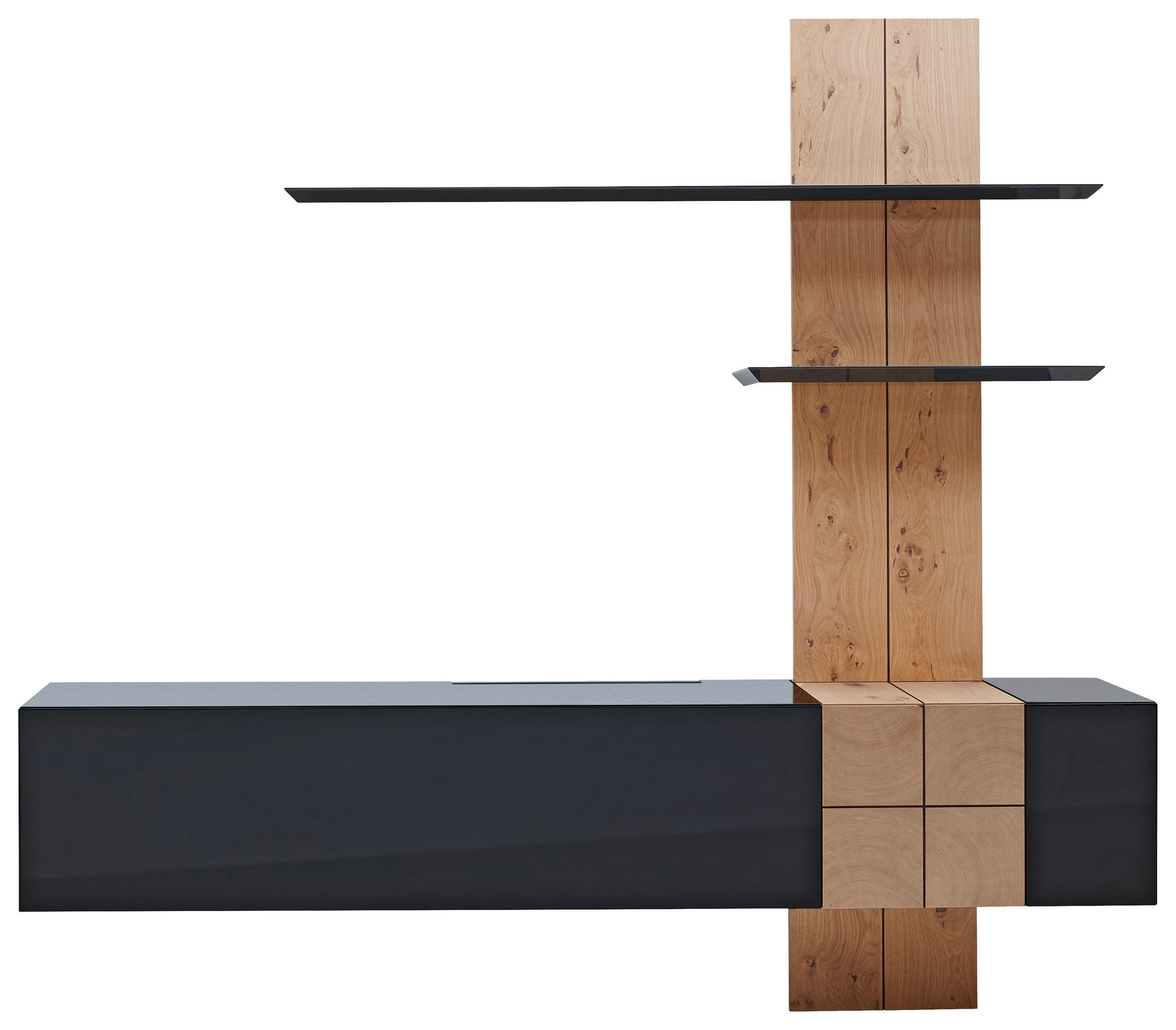 WOHNWAND  in Eichefarben, Dunkelgrau  215/200/42 cm  - Eichefarben/Dunkelgrau, Design, Holz/Holzwerkstoff (215/200/42cm) - Ambiente