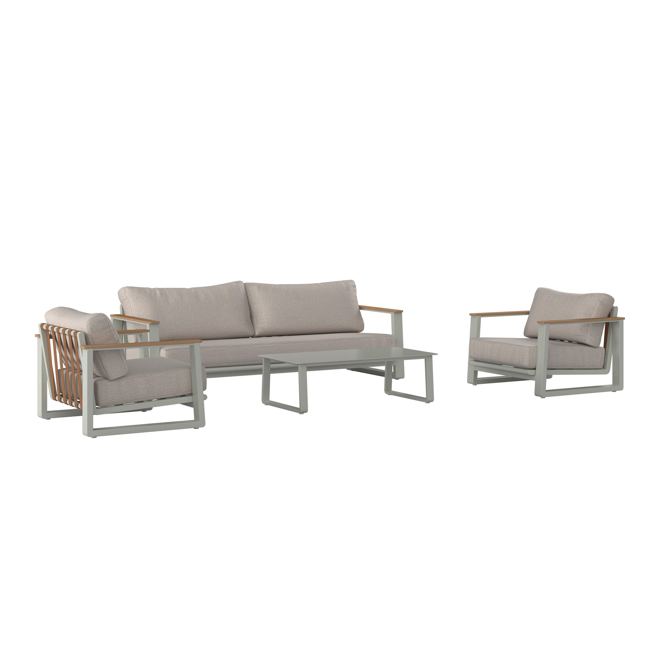 LOUNGEGARNITUR 4-teilig  - Beige/Braun, Modern, Kunststoff/Textil (209.5/65/82.5cm) - Ambia Garden