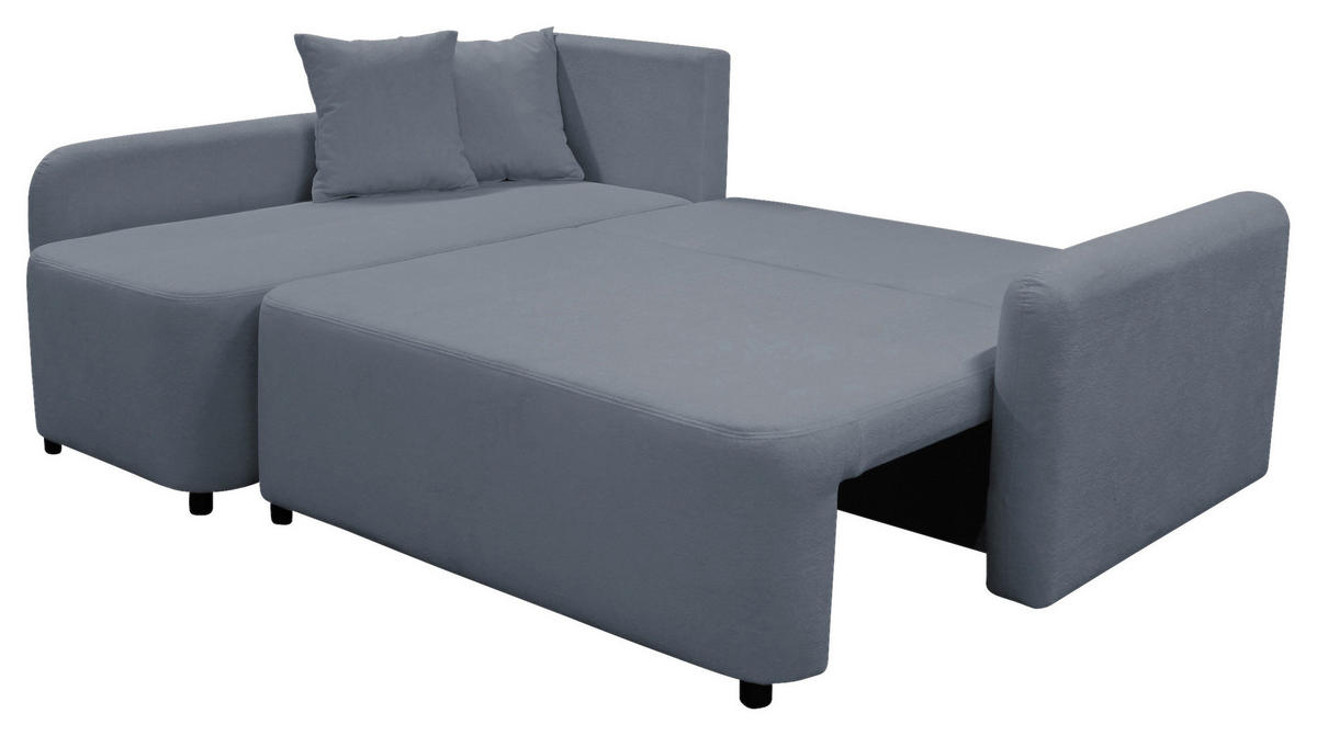 ECKSOFA STERN Grau Bouclé Zierkissen, Rückenkissen, Bettkasten  - Schwarz/Grau, Design, Kunststoff/Textil (152/207cm) - MID.YOU