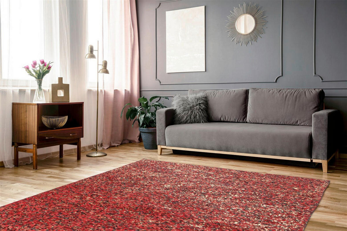 GOLVLÖPARE 80/150 cm Finish  - röd/guldfärgad, Basics, läder/textil (80/150cm) - Kayoom