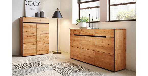 SIDEBOARD Wildeiche furniert, teilmassiv Anthrazit, Eichefarben - Eichefarben/Anthrazit, KONVENTIONELL, Holz/Holzwerkstoff (152/84/38cm) - Linea Natura