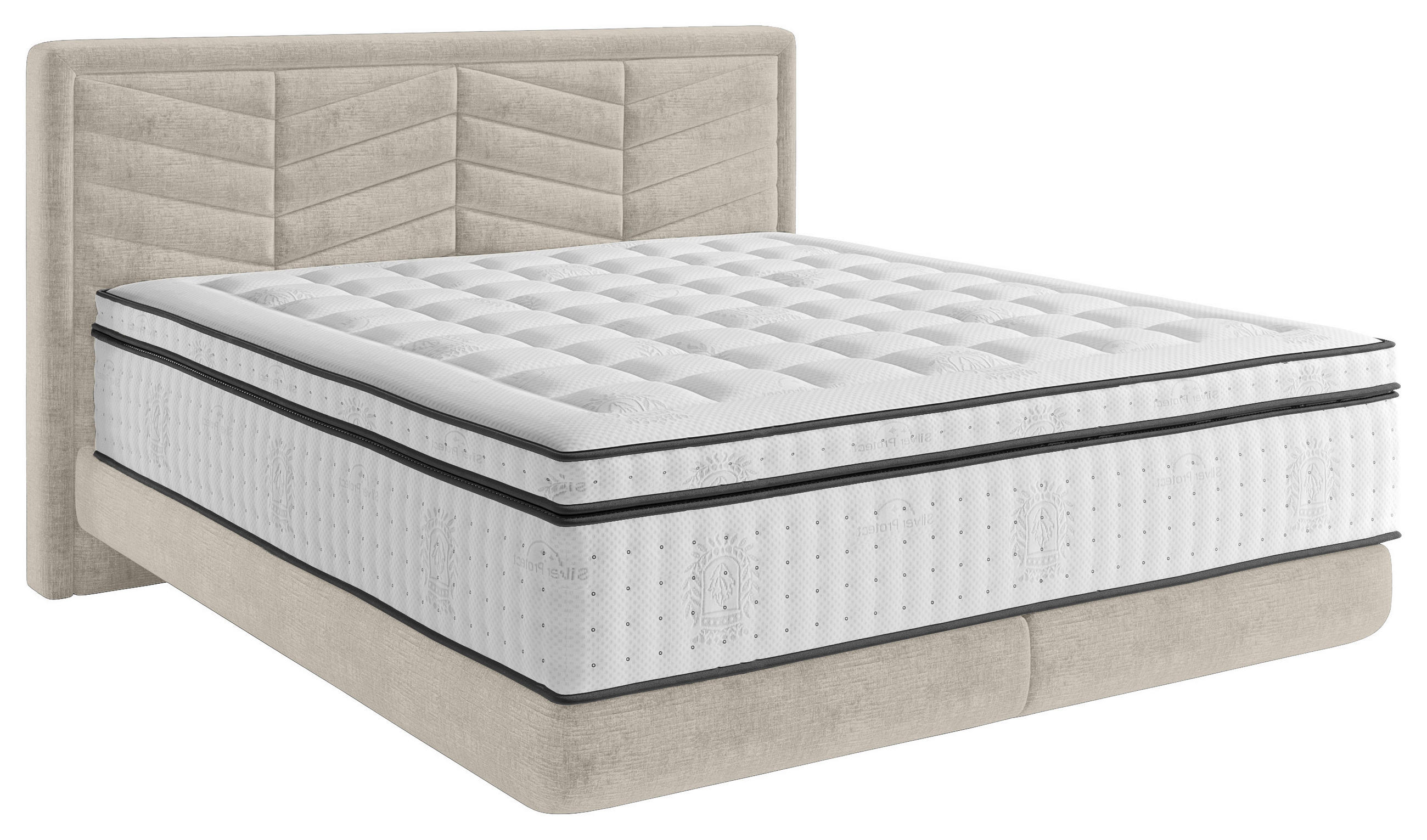 BOXSPRINGBETT 180/200 cm  in Hellgrau  - Hellgrau/Schwarz, KONVENTIONELL, Kunststoff/Textil (180/200cm) - Carryhome