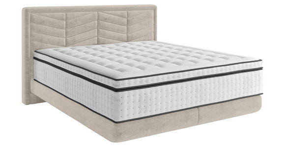 BOXSPRINGBETT 180/200 cm  in Hellgrau  - Hellgrau/Schwarz, KONVENTIONELL, Kunststoff/Textil (180/200cm) - Carryhome