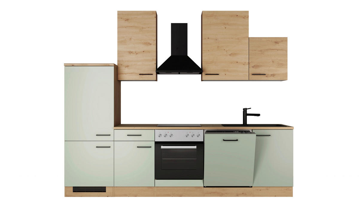 KUCHYNSKÝ BLOK 280 cm - čierna/trstinovozelená, Trend, kov/kompozitné drevo (280cm) - FlexWell