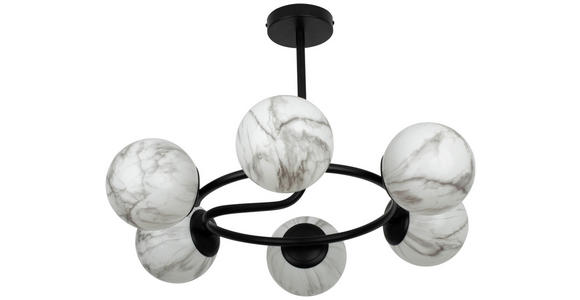 DECKENLEUCHTE Sirius 67/44 cm  - Schwarz/Weiß, Design, Glas (67/44cm) - Dieter Knoll