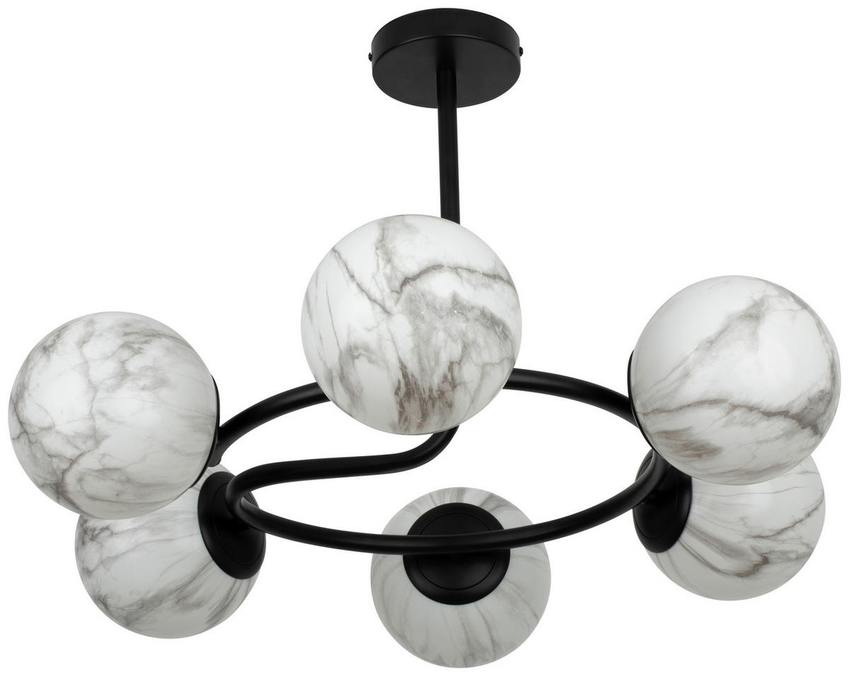DECKENLEUCHTE Sirius 67/44 cm  - Schwarz/Weiß, Design, Glas (67/44cm) - Dieter Knoll