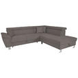 ECKSOFA inkl. Funktionen Anthrazit Cord  - Anthrazit/Silberfarben, Design, Textil/Metall (257/226cm) - Xora