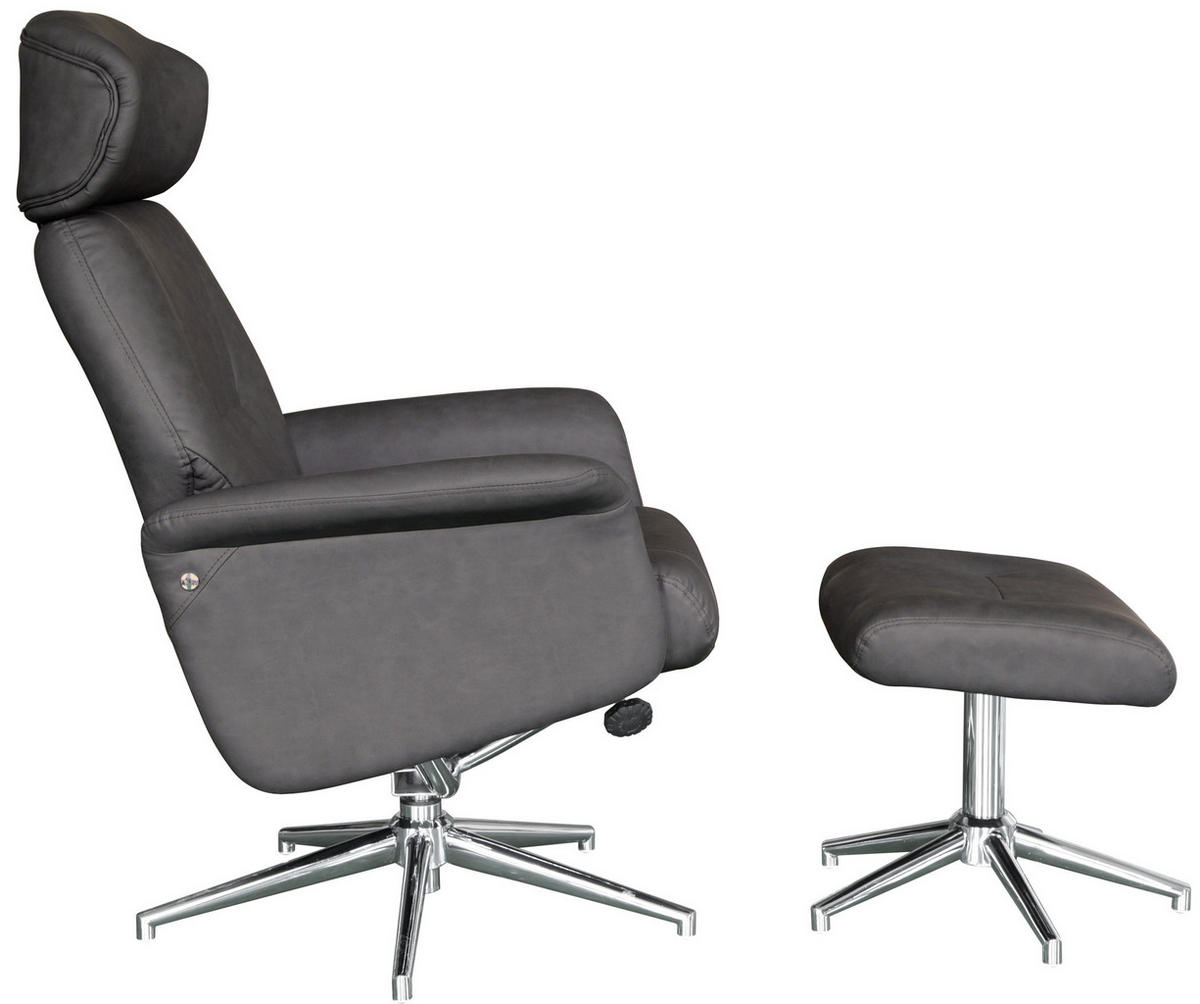 POČIVALNIK S PODNOŽNIKOM,  antracit, barve kroma kovina, umetna masa, tekstil - barve kroma/antracit, Design, kovina/umetna masa (75/109-96/77-109cm) - Xora