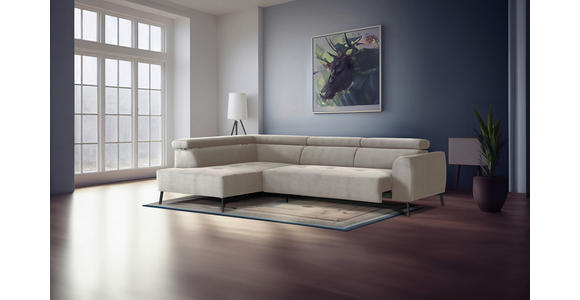 ECKSOFA Beige Feincord - Beige/Schwarz, Design, Textil/Metall (205/280cm) - Xora