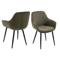 ARMLEHNSTUHL-SET 2 Stück  in Struktur  - Schwarz/Grün, MODERN, Textil/Metall (64/86/59cm) - Livetastic