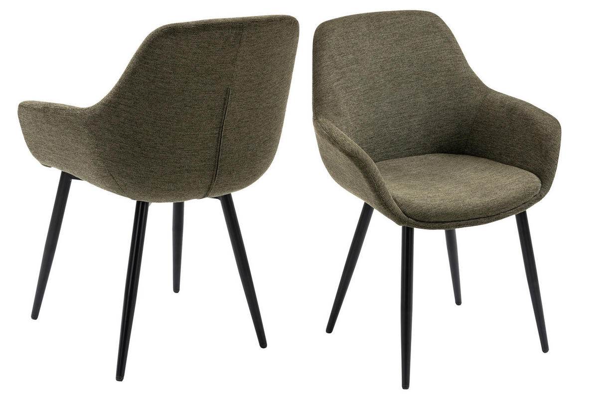 TISCHGRUPPE Grün, Cognac  - Cognac/Grün, MODERN, Holz/Textil (160/85/77cm) - Livetastic