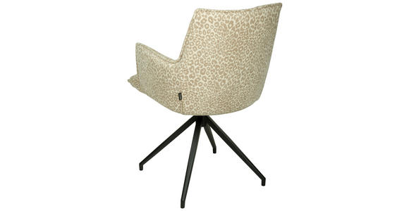 ARMLEHNSTUHL  Stoffauswahl, Sitzfläche 360° drehbar, automatische Rückholfunktion Jacquard  - Beigebraun/Schwarz, Design, Textil/Metall (59/89.5/63cm) - Novel