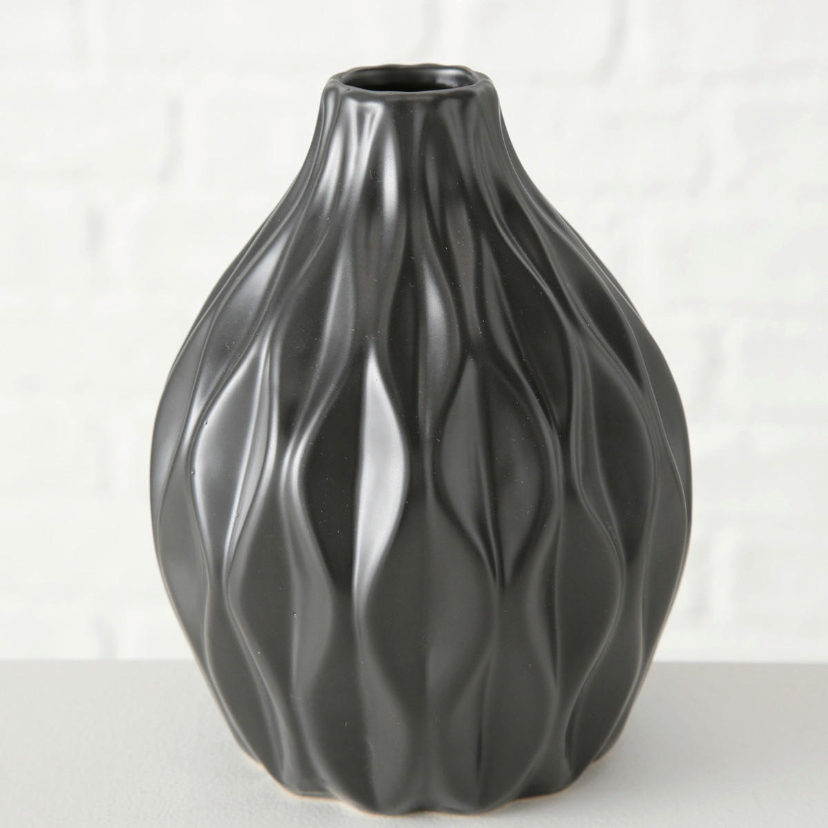 VASE  - Schwarz, Design, Keramik (12/15cm) - Ambia Home