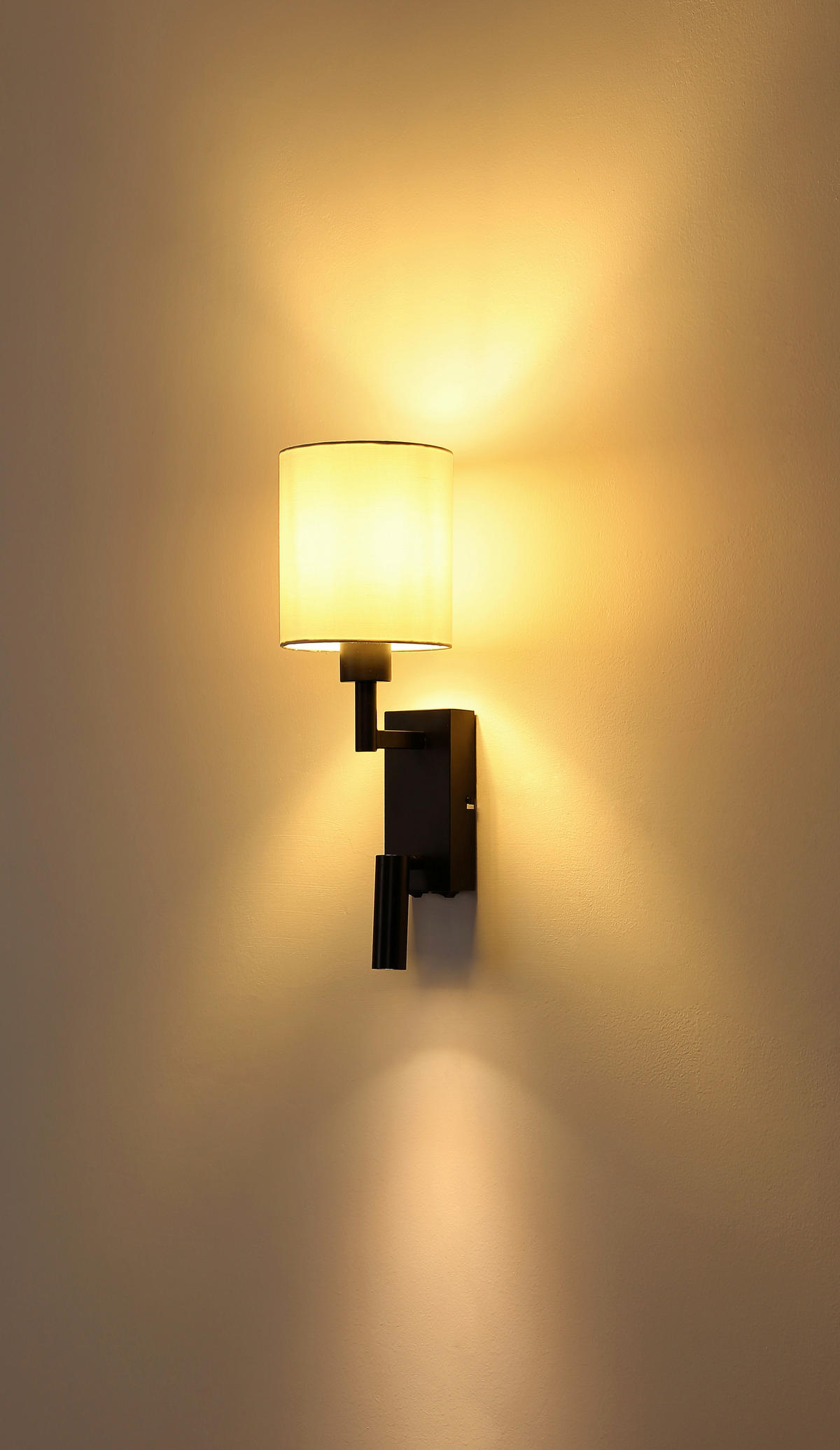 LED-WANDLEUCHTE 15/45,5 cm   - Schwarz/Weiß, KONVENTIONELL, Textil/Metall (15/45,5cm) - Globo