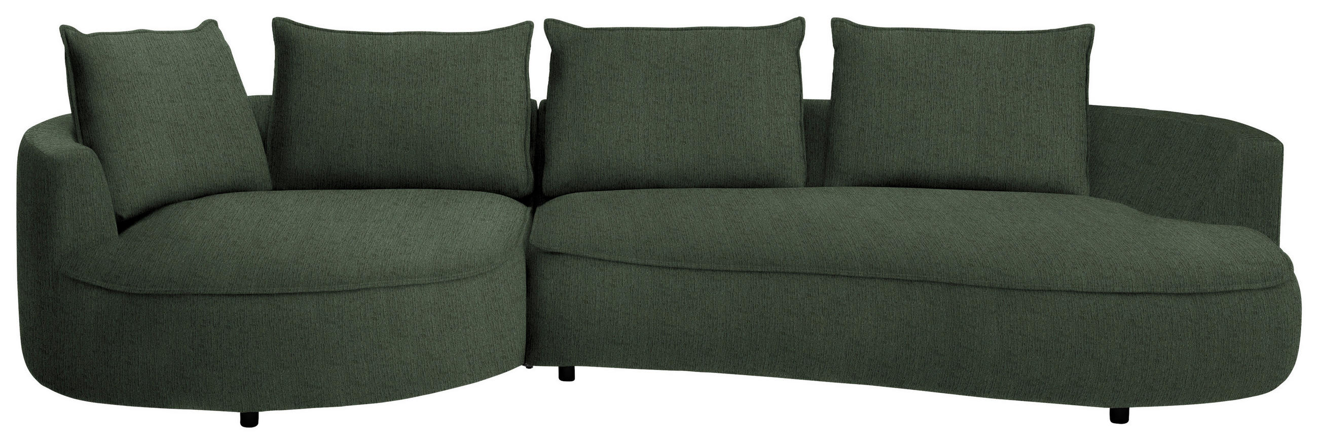 BIGSOFA Chenille Waldgrün  - Waldgrün/Schwarz, Design, Kunststoff/Textil (154/82/322cm) - home24