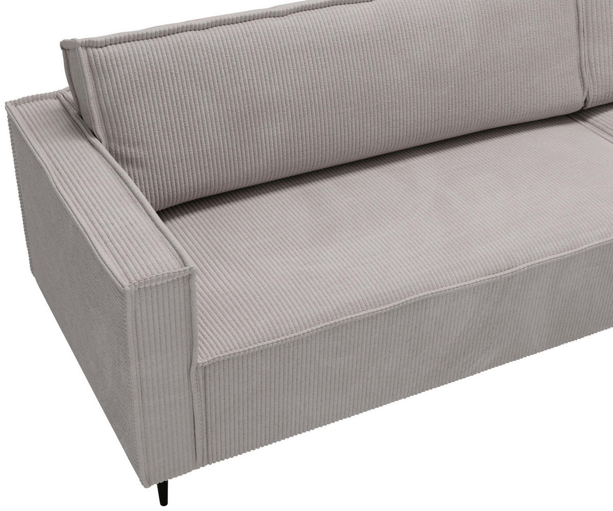 ECKSOFA in Cord Grau  - Schwarz/Grau, Design, Textil/Metall (223/151cm) - Livetastic