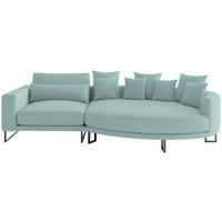 BIGSOFA Natalia Webstoff Türkis  - Türkis/Schwarz, Design, Textil/Metall (283/150cm) - Livetastic