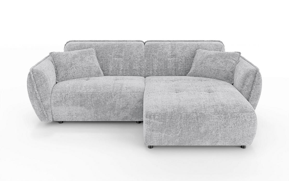 ECKSOFA Nelia Hellgrau Chenille  - Hellgrau/Schwarz, Design, Kunststoff/Textil (252/155cm) - P & B