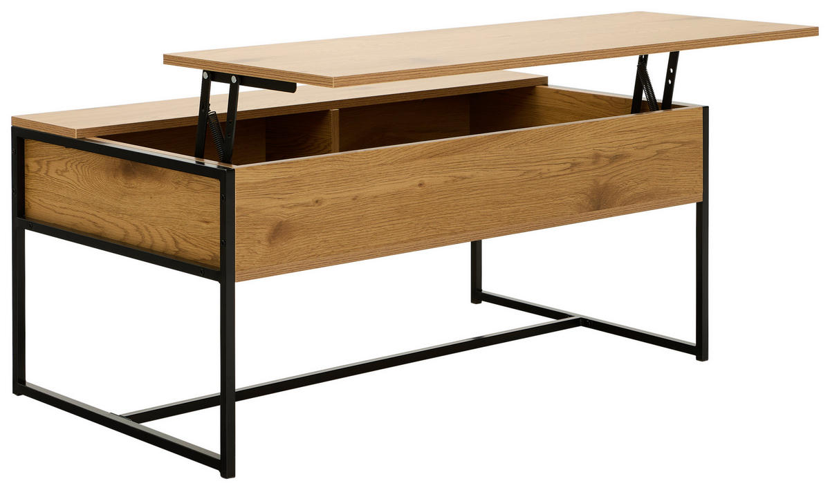 COUCHTISCH rechteckig Naturfarben, Schwarz  - Schwarz/Naturfarben, Natur, Holzwerkstoff/Metall (100/45/40cm) - MID.YOU