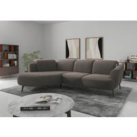ECKSOFA Flachgewebe Schlammfarben  - Schlammfarben/Schwarz, Konventionell, Textil/Metall (199/309cm) - Sit & More
