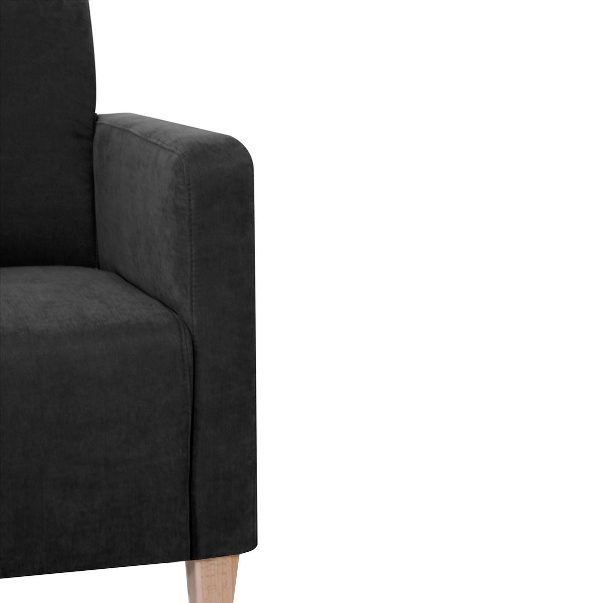 SESSEL in Velours Schwarz  - Schwarz/Naturfarben, Design, Holz/Textil (71/81/70cm) - Max Winzer