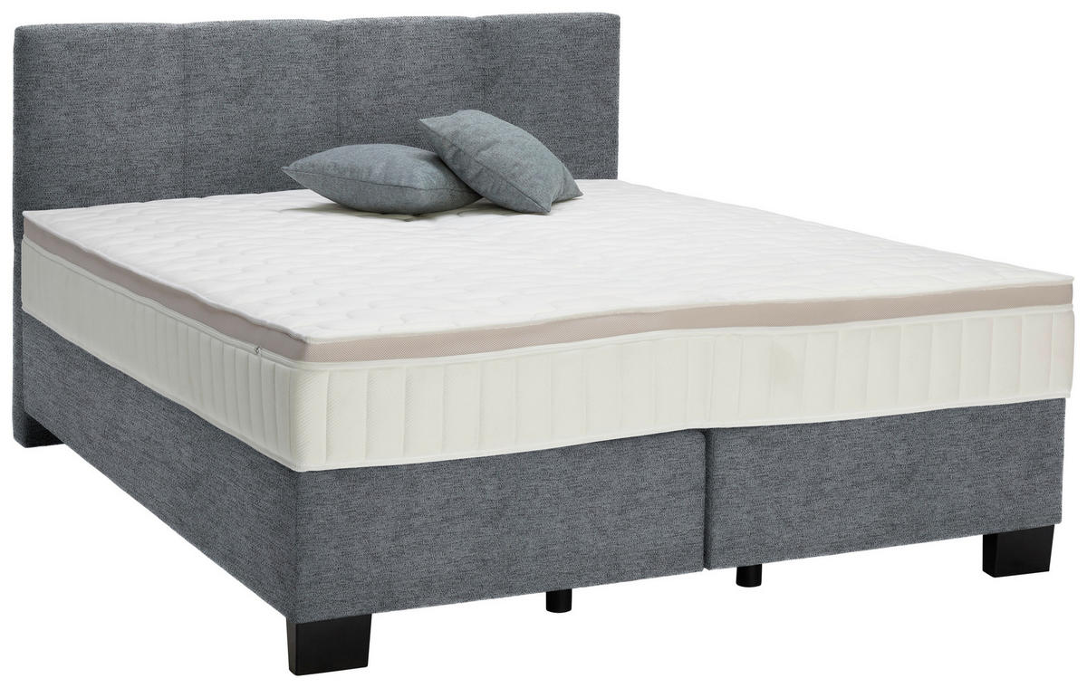 BOXSPRINGBETT 200/200 cm  in Dunkelgrau  - Dunkelgrau/Schwarz, Design, Kunststoff/Textil (200/200cm) - Hom`in