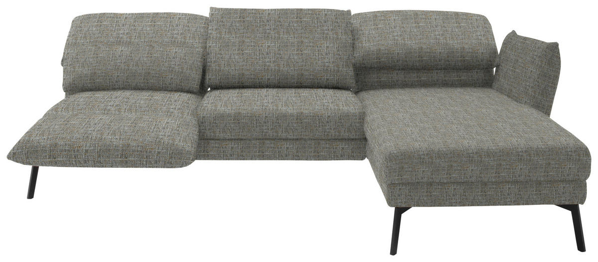 ECKSOFA in Flachgewebe Taupe  277/175 cm  - Taupe/Schwarz, Design, Textil/Metall (277/175cm) - Schöner Wohnen