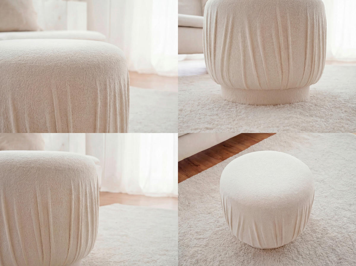 HOCKER Textil Creme  - Creme, Design, Textil (50/40/50cm) - Livetastic