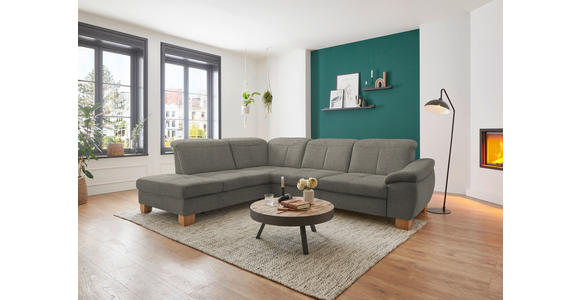 ECKSOFA in Flachgewebe Braun, Grün  - Wildeiche/Braun, Natur, Holz/Textil (243/301cm) - Voleo