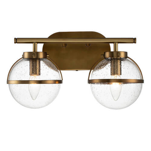 STENSKA SVETILKA ZA KOPALNICO  Elstead Hollis 38.1/23/19.3 cm           - barve medenine, Design, kovina/steklo (38.1/23/19.3cm) - Elstead Lighting