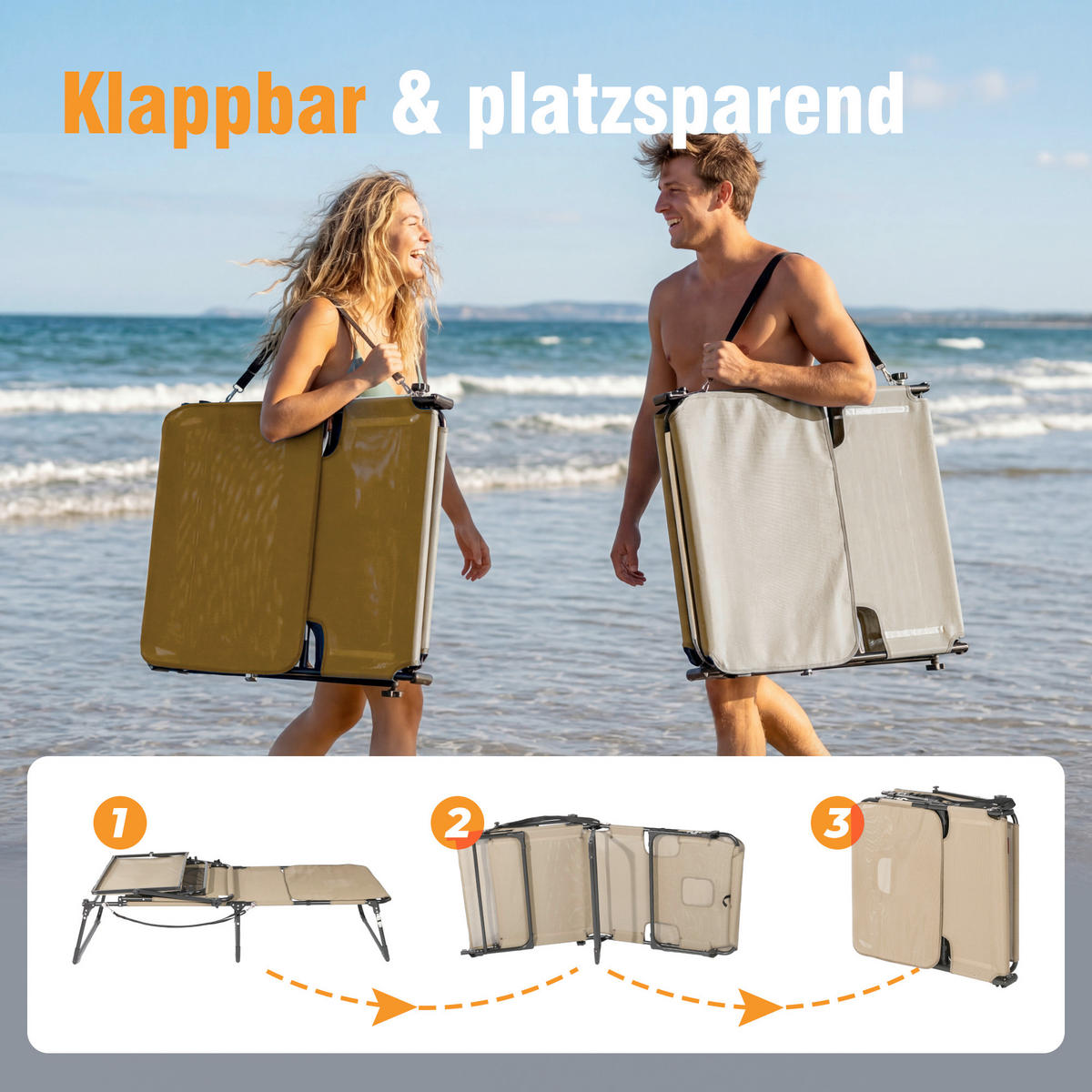 SONNENLIEGE 200/34/70 cm  - Dunkelgrau/Beige, Basics, Textil/Metall (200/34/70cm) - Modante