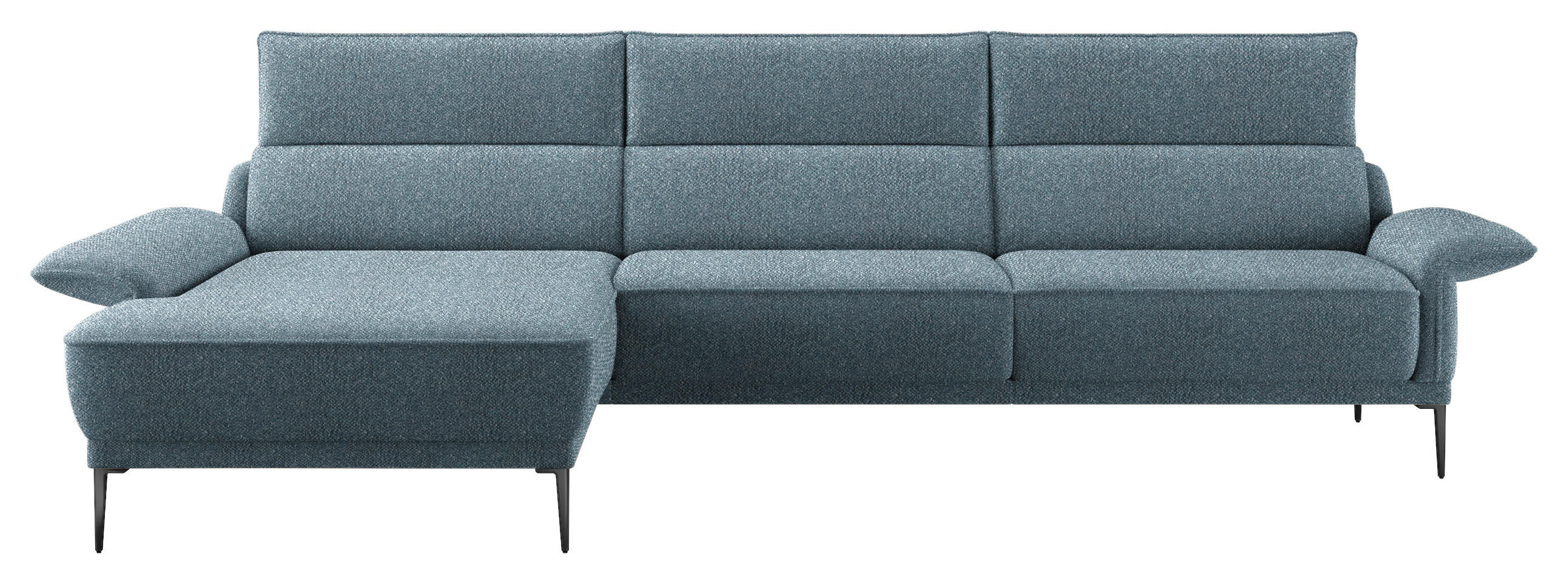 ECKSOFA in Bouclé Blau  186/330 cm  - Blau/Schwarz, MODERN, Textil/Metall (186/330cm) - Johann Jakob