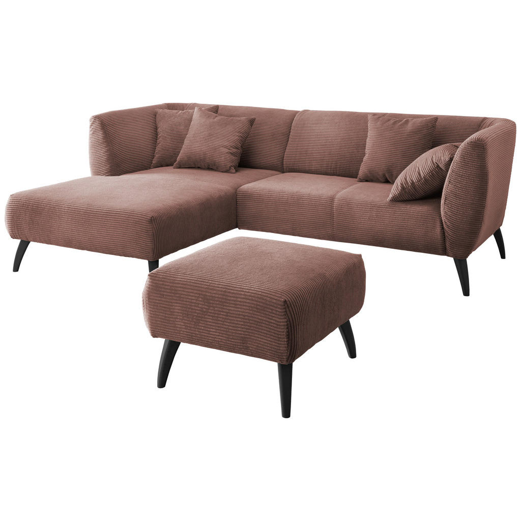 Thumbnail - Mid.you Ecksofa, Rosa, Holz, Textil, Buche, Fichte, Kiefer,Buche, Uni, 4-Sitzer, Füllung: Schaumstoff, Ottomane links, L...