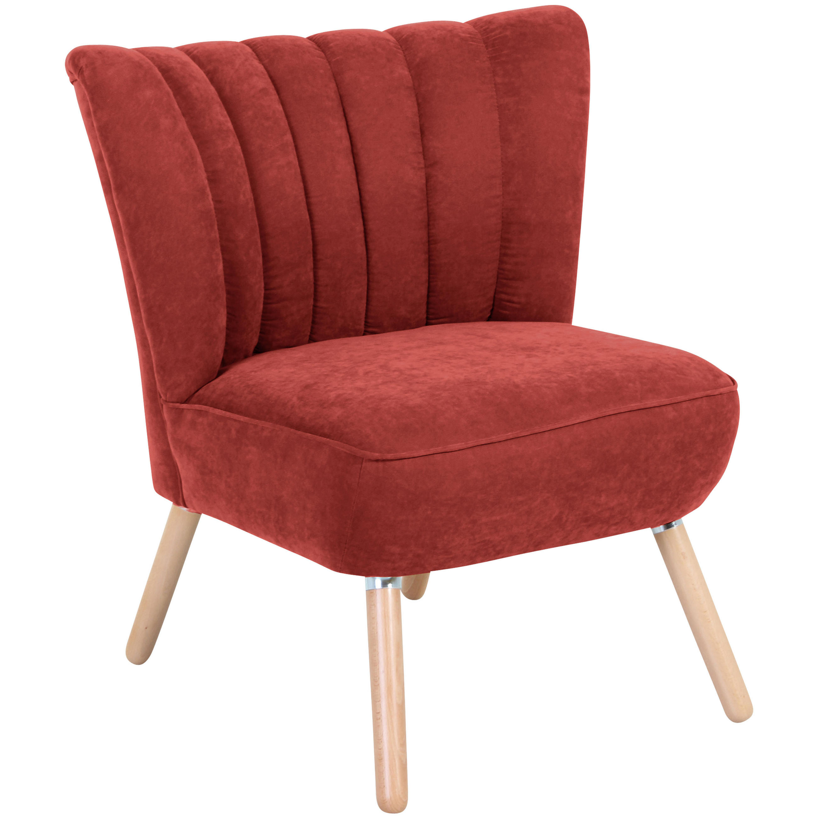 SESSEL Velours Terracotta    - Buchefarben/Terracotta, Design, Holz/Textil (70/80/66cm) - Max Winzer