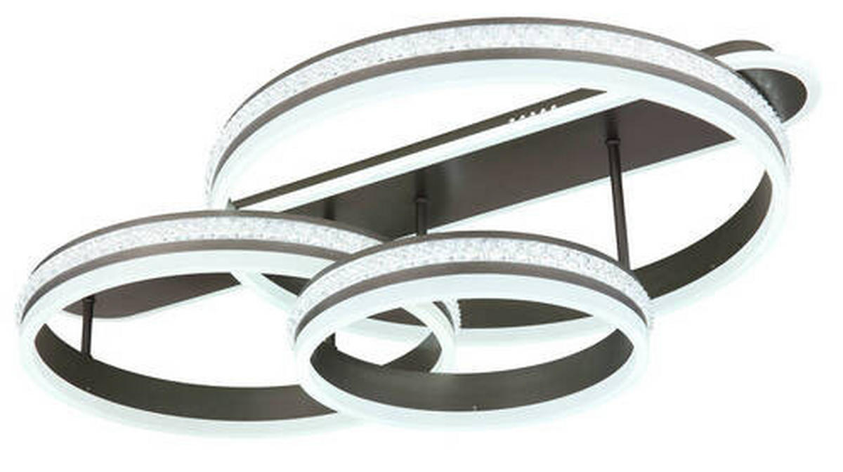 LED MENNYEZETI LÁMPA - titánszürke/opál, Design, műanyag/fém (80/50/21,5cm)