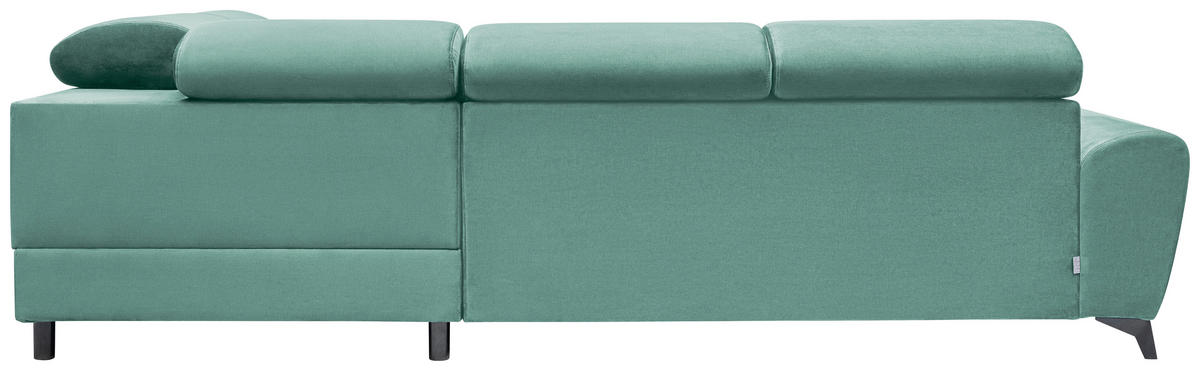ECKSOFA Mintgrün Velours  - Schwarz/Mintgrün, MODERN, Textil/Metall (272/212cm) - MID.YOU