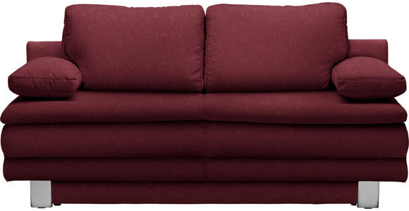 SCHLAFSOFA Bruno in Weinrot  - Chromfarben/Weinrot, Design, Textil/Metall (194/96/86cm) - Novel