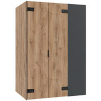 ECKKLEIDERSCHRANK 135,2/197/97 cm Graphitfarben, Eichefarben  - Eichefarben/Schwarz, Modern, Glas/Holzwerkstoff (135,2/197/97cm) - MID.YOU