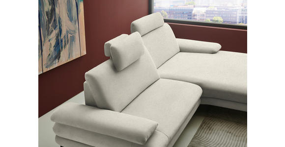 ECKSOFA  in Chenille, Flachgewebe Naturfarben Rücken echt  284/180 cm  - Schwarz/Naturfarben, Design, Textil/Metall (284/180cm) - Dieter Knoll