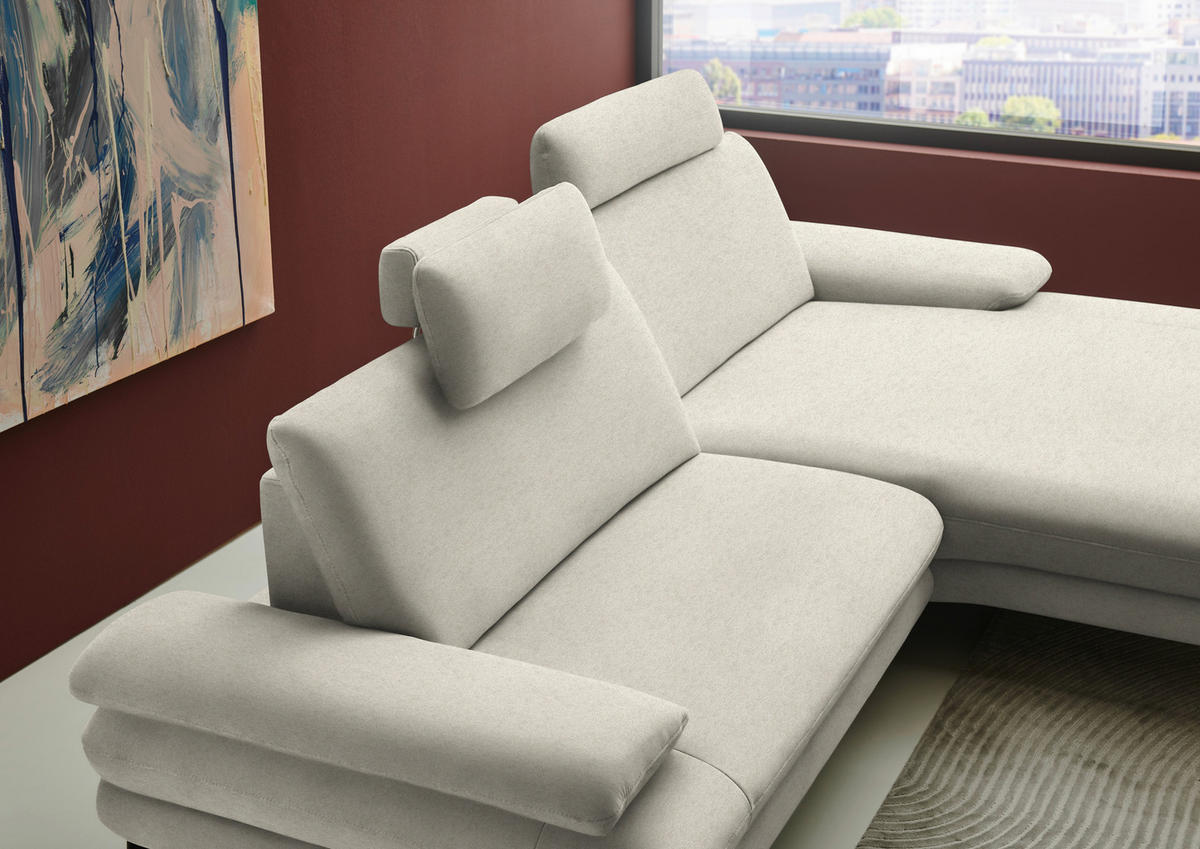 ECKSOFA  in Chenille, Flachgewebe Naturfarben  284/180 cm  - Schwarz/Naturfarben, Design, Textil/Metall (284/180cm) - Dieter Knoll