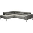 ECKSOFA  in Flachgewebe Dunkelgrau  224/282 cm  - Chromfarben/Dunkelgrau, KONVENTIONELL, Textil/Metall (224/282cm) - Hom`in