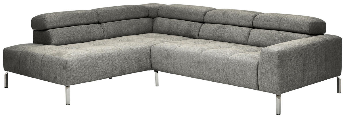 ECKSOFA in Flachgewebe Dunkelgrau  224/282 cm  - Chromfarben/Dunkelgrau, KONVENTIONELL, Textil/Metall (224/282cm) - Hom`in